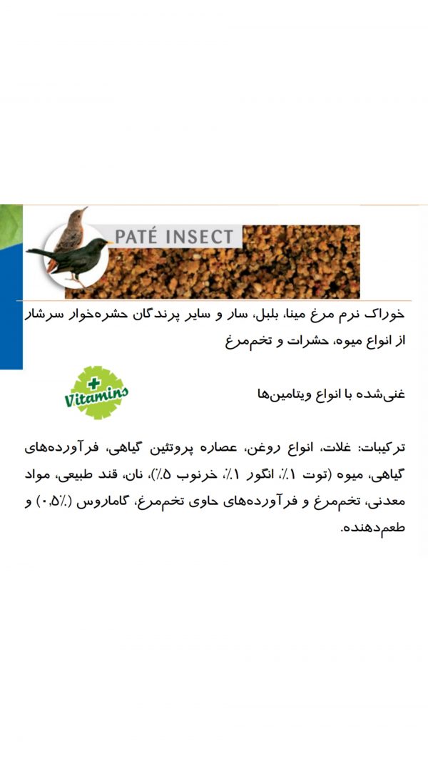 غذای مرغ مینا منیتوباPate lnsect - Image 2