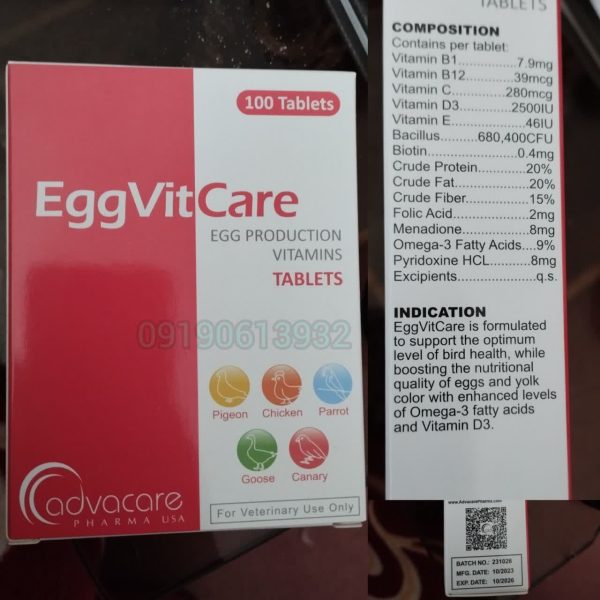 مکمل تخم‌گذاری و تقویت باروری پرندگان زینتی EggVitCare - مولتی‌ویتامین + پروبیوتیک - Image 2