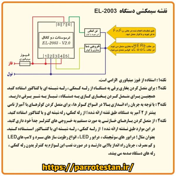 ترموستات تنظیم دمای بخاری و‌فن کولر محیط EL2003 - Image 6